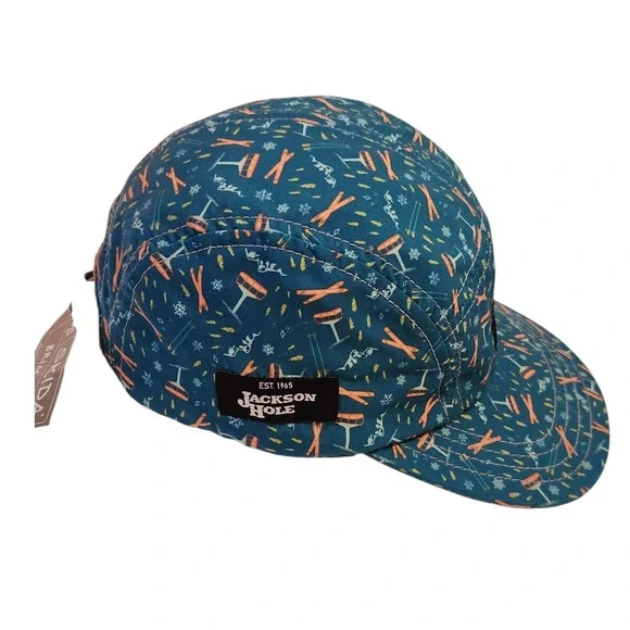 Skida Jackson Hole Ski Gondola 5 Panel Brim Hat Teal Blue Adjustable Cap NEW - Picture 3 of 6